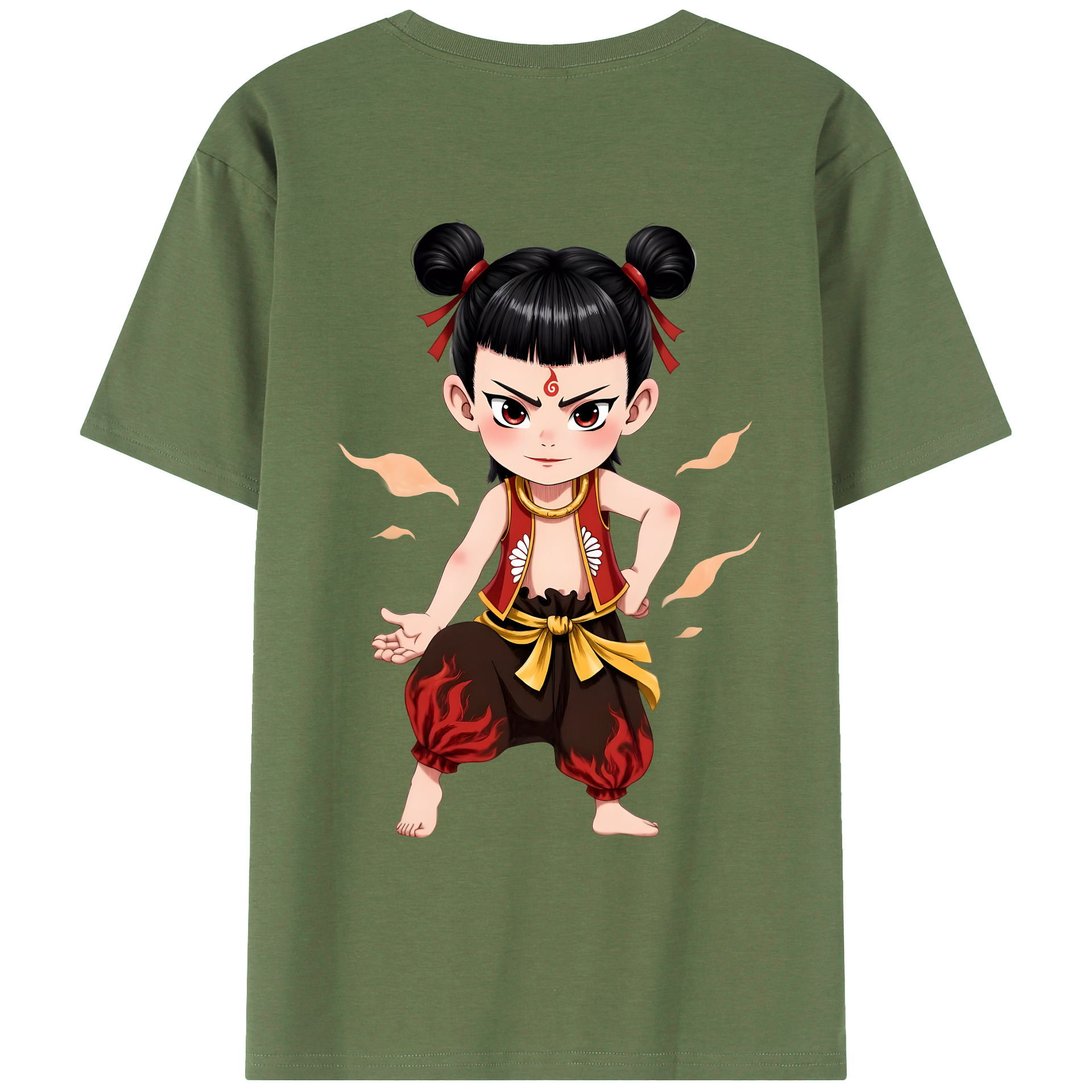 （画像用） Ne Zha 2 ナタ 魔童の大暴れ 綿100％ メンズ半袖Tシャツ（バックプリント） 通気性